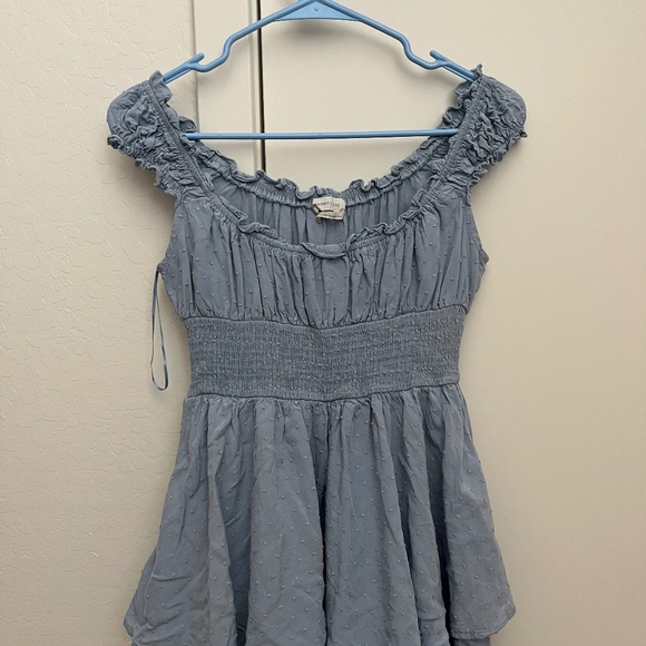 Urban outfitters Romper Women Small Blue Rosie Smocked Tiered Ruffle - Picture 1 of 3